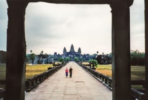 Angkor Wat walkway through columns