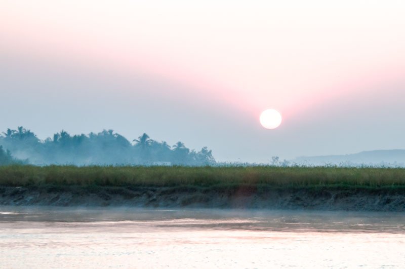 Sunrise on the Kaladan River, Mrauk U, Rakhine State, Myanmar